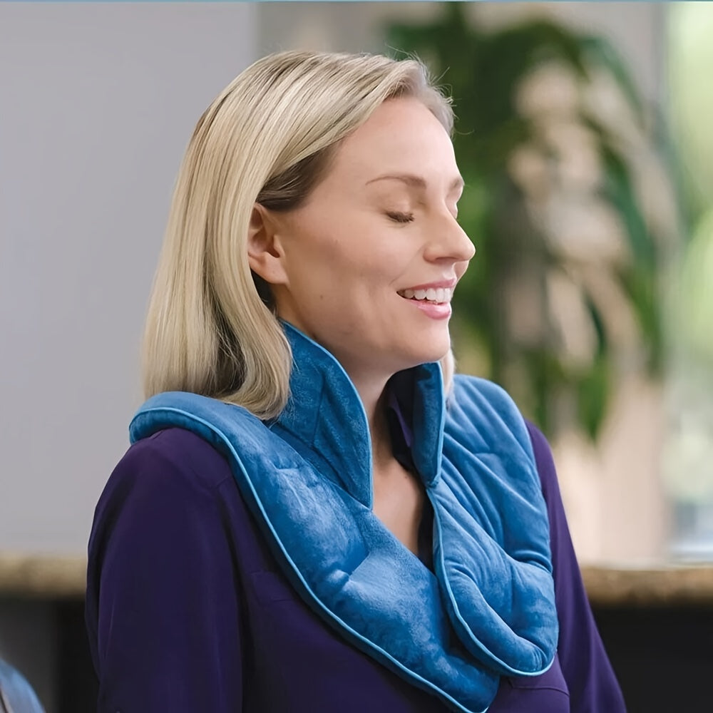 Weighted Neck and Shoulder Wrap - Hot & Cold Therapy(Blue)-4