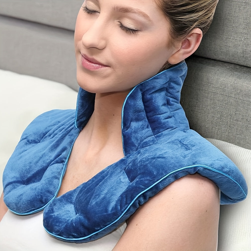 Weighted Neck and Shoulder Wrap - Hot & Cold Therapy(Blue)-2