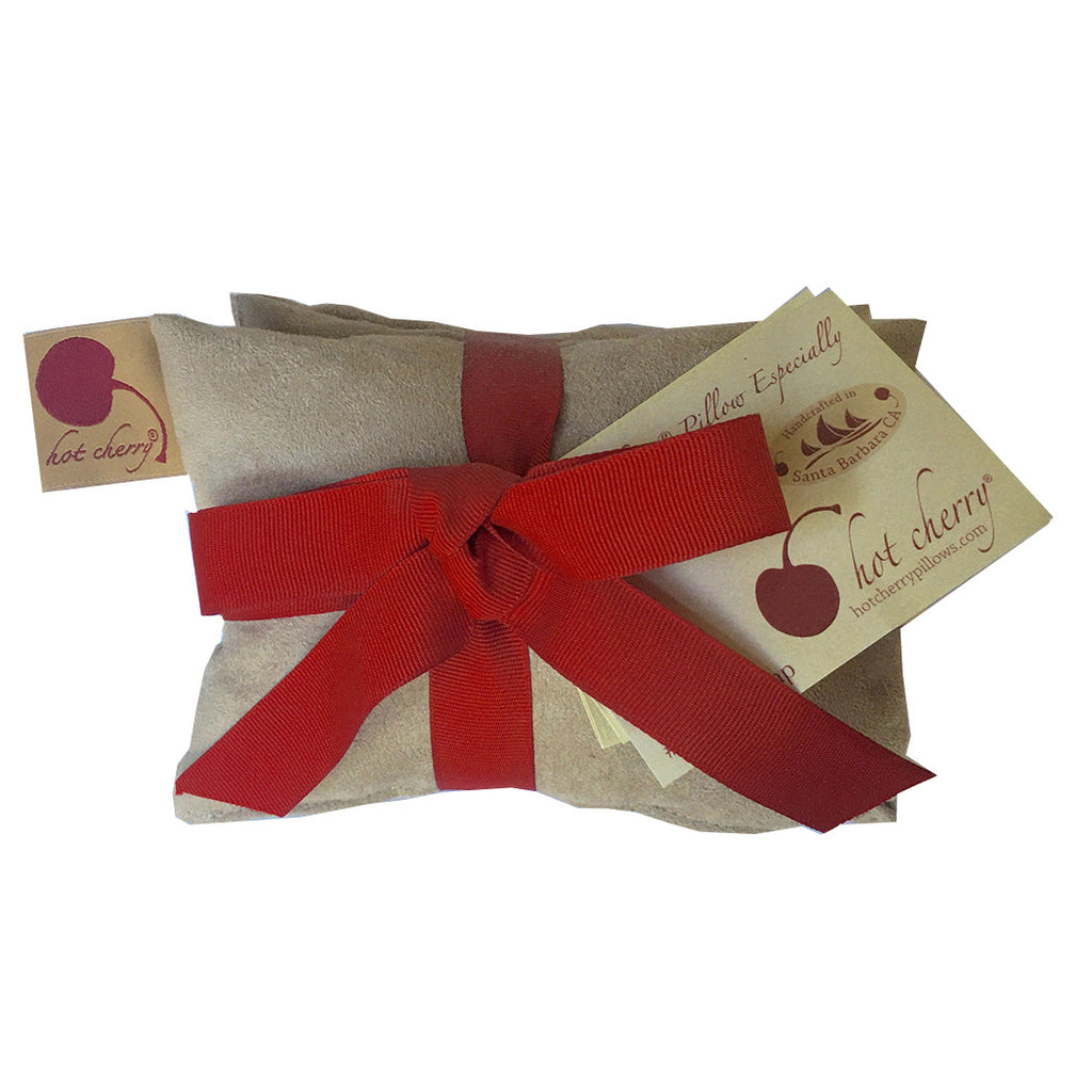 Hot Cherry Neck Wrap in Plush Tan Ultra-suede-3