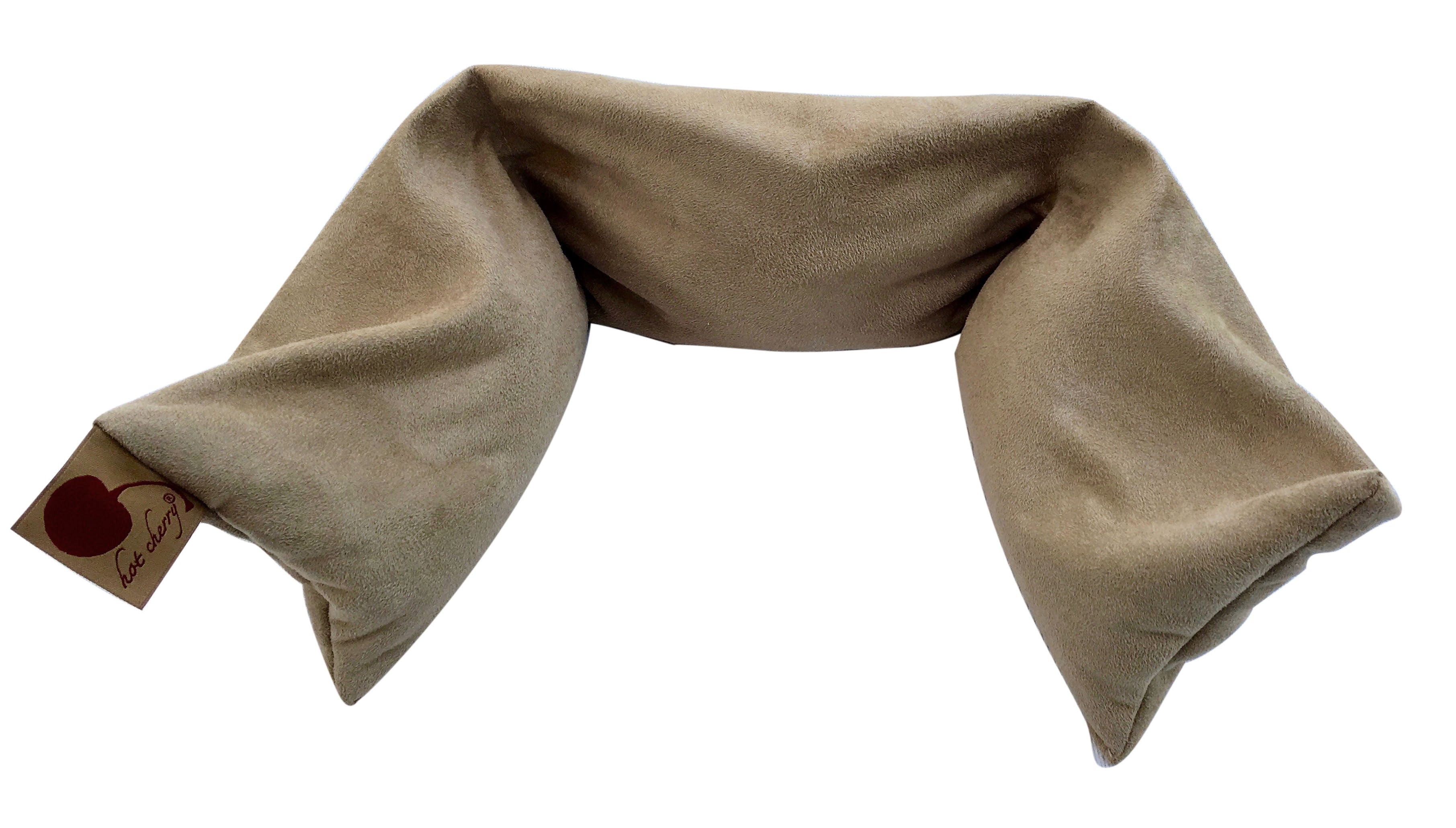 Hot Cherry Neck Wrap in Plush Tan Ultra-suede-1