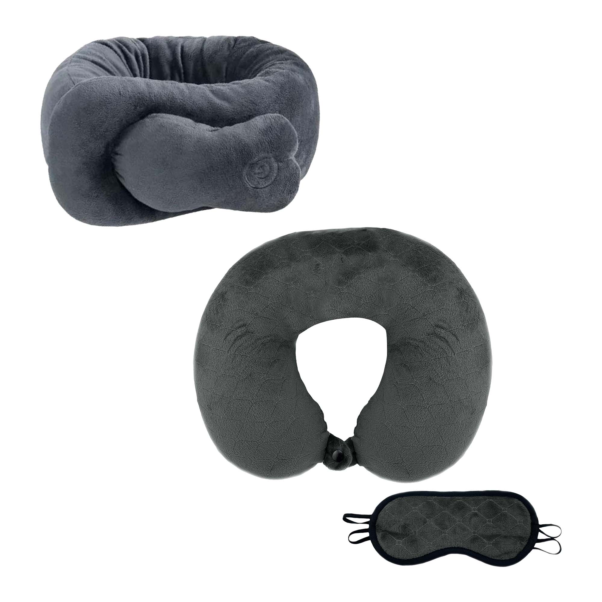 Pursonic Travel Comfort & Relief Bundle – Memory Foam Travel Pillow with Sleep Mask + Portable Neck & Shoulder Adjustable Massaging Wrap-0