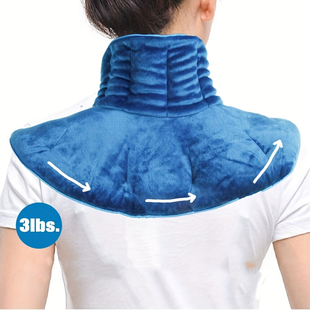 Weighted Neck and Shoulder Wrap - Hot & Cold Therapy(Blue)-3